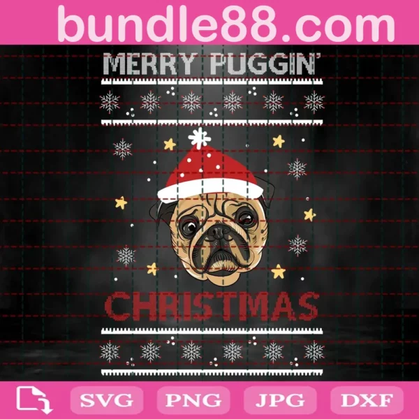 Merry Christmas Pug Svg