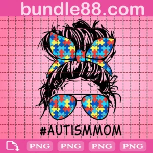 Messy Bun Autism Mom Png