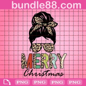 Messy Bun Merry Christmas Png