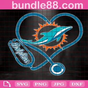 Miami Dolphins Heart Stethoscope Svg