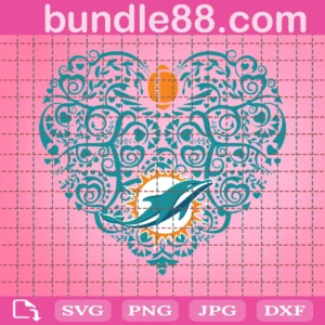 Miami Dolphins Heart Svg