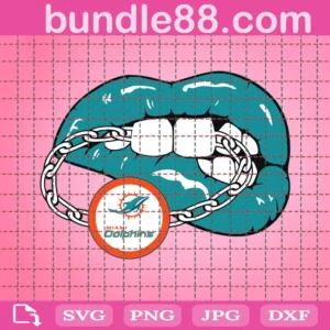 Miami Dolphins Sexy Lips Mouth Bite Chain Svg
