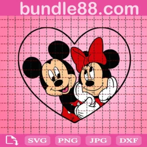 Mickey And Minnie Heart Svg