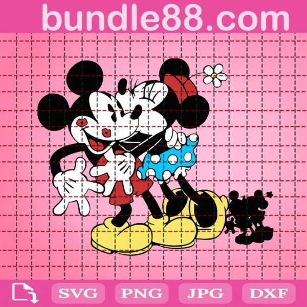 Mickey And Minnie Kissing Svg