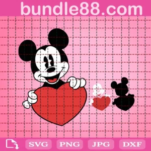 Mickey Holding A Heart Svg
