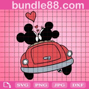 Mickey Minnie Car Kissing Svg