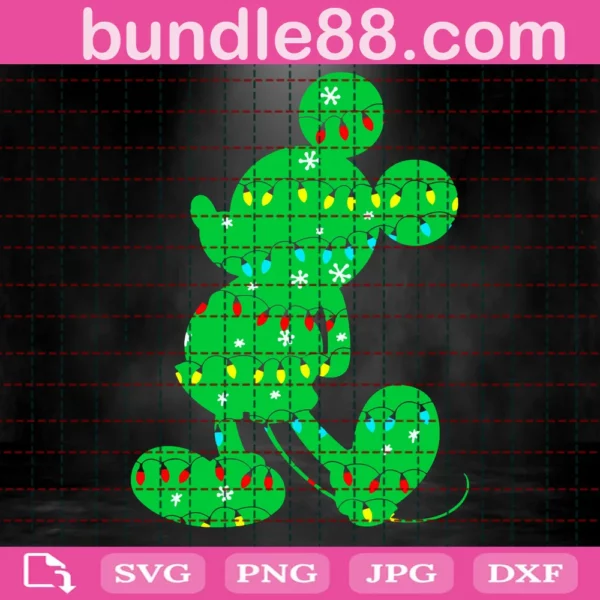 Mickey Mouse With Christmas Lights Svg