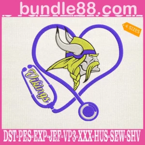 Minnesota Vikings Heart Stethoscope Embroidery Files