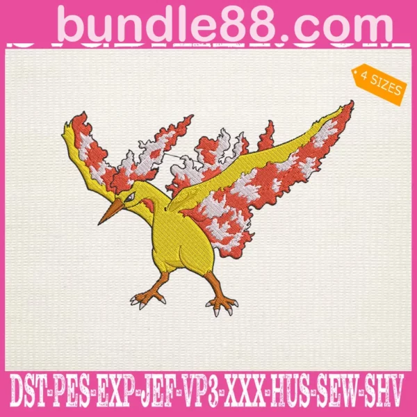 Moltres Pokemon Embroidery Design