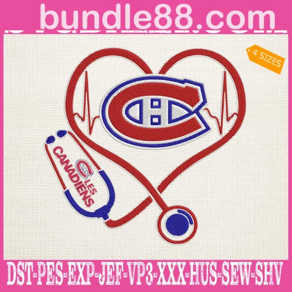 Montreal Canadiens Heart Stethoscope Embroidery Files