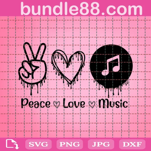 Music Svg, Peace Love Music Svg