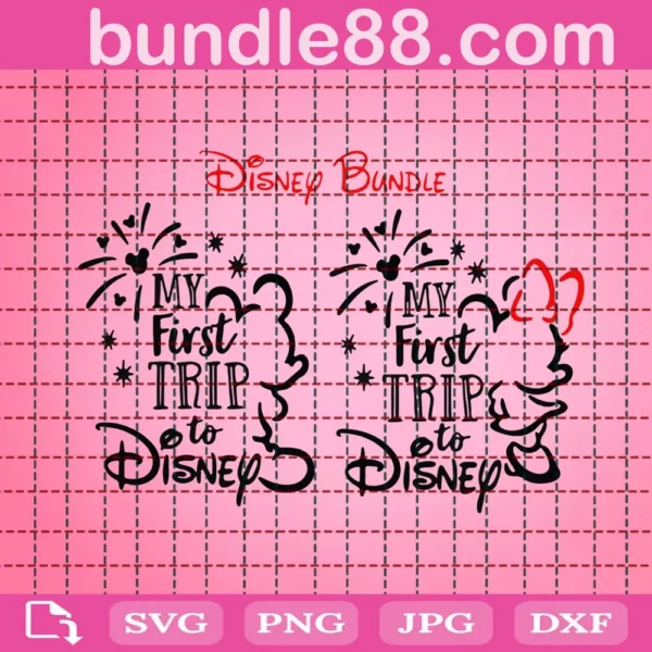 My First Trip To Disney Minnie Mickey Bundle Svg