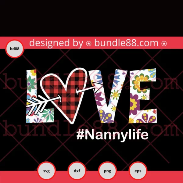 Nanny Svg Dxf, Hashtag Nannylife Svg