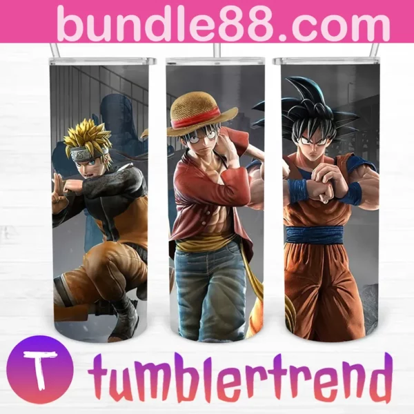 Naruto Luffy And Goku 20oz Tumbler Skinny