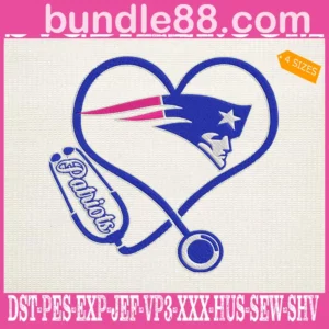 New England Patriots Heart Stethoscope Embroidery Files