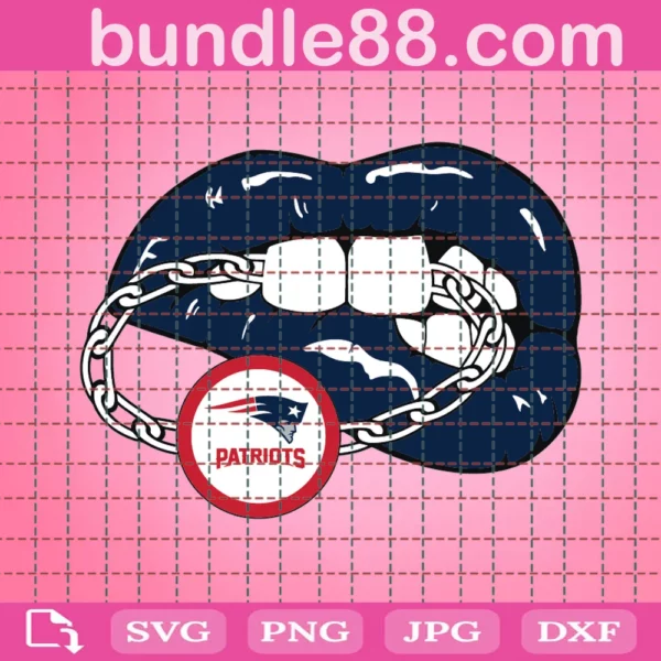 New England Patriots Sexy Lips Mouth Bite Chain Svg