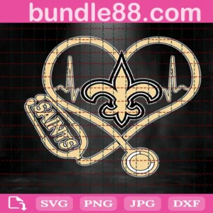 New Orleans Saints Heart Stethoscope Svg