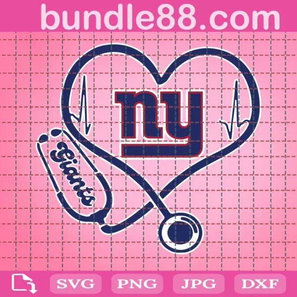 New York Giants Heart Stethoscope Svg