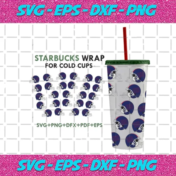 New York Giants Svg For 24Oz Venti Cold Cup Wrap
