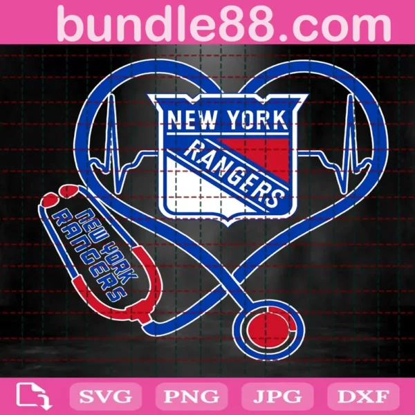 New York Rangers Heart Stethoscope Svg