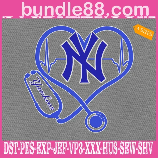 New York Yankees Nurse Stethoscope Embroidery Files