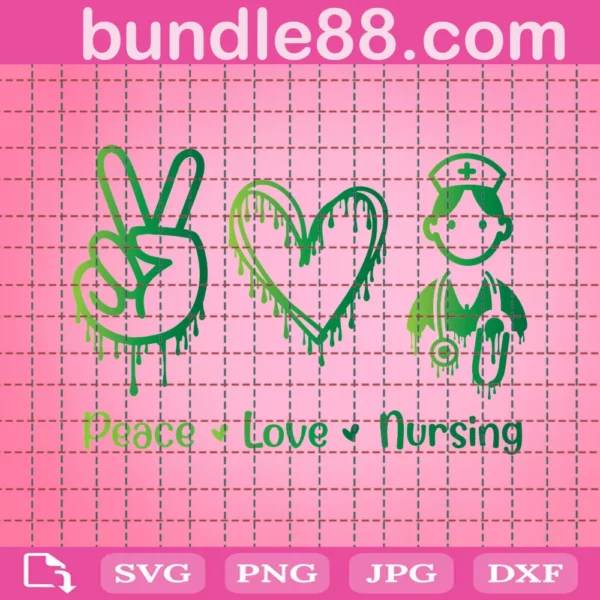 Nurse Svg, Peace Love Nursing Svg