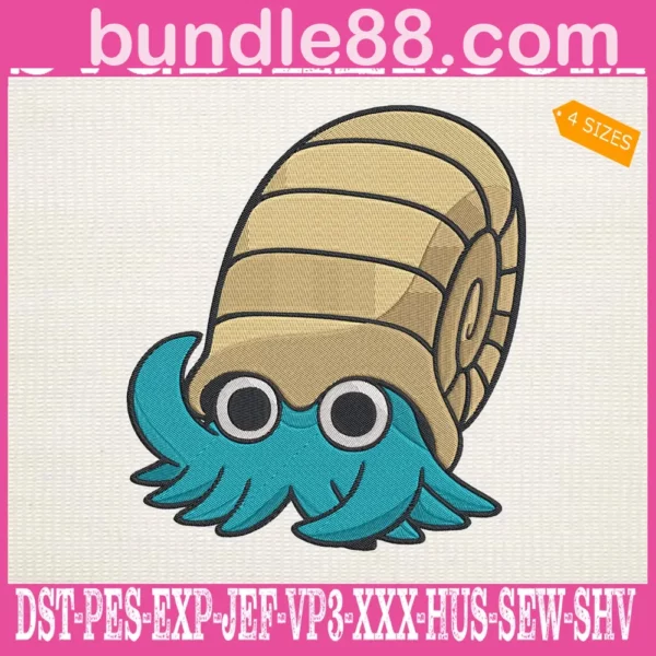 Omanyte Pokemon Embroidery Design