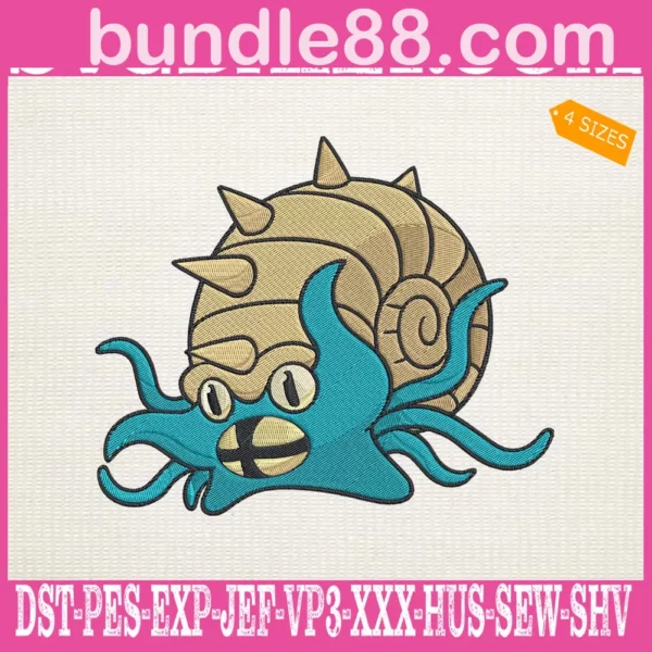 Omastar Pokemon Embroidery Design