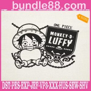 One Piece Monkey D Luffy Embroidery Design