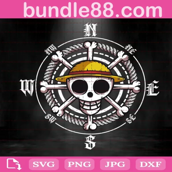 One Piece Straw Hat Pirates Skull Svg