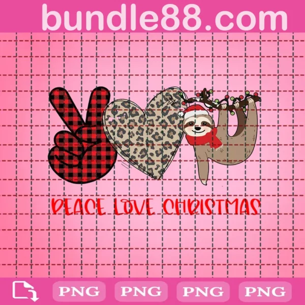 Peace Love Christmas Cute Sloth Png