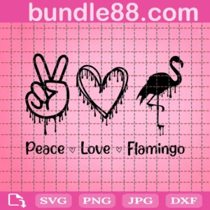 Peace Love Flamingo Svg