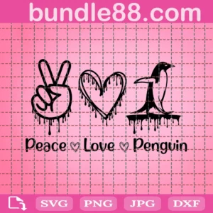 Peace Love Penguin Svg