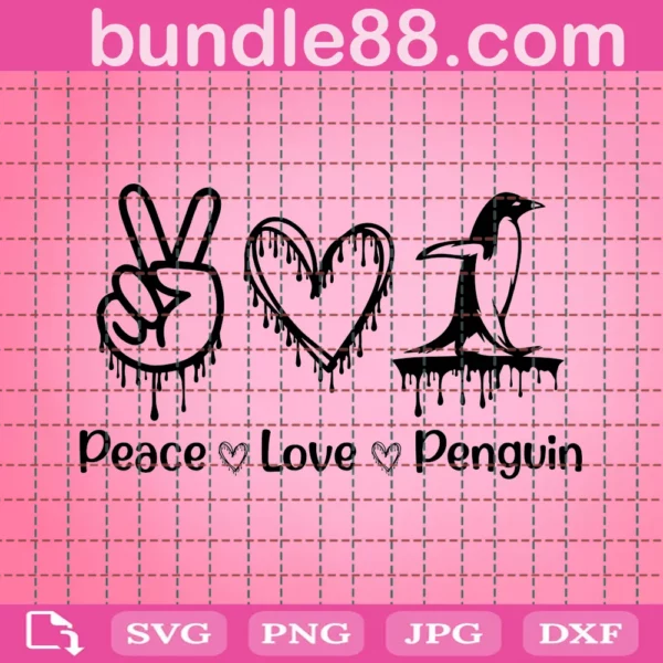 Peace Love Penguin Svg