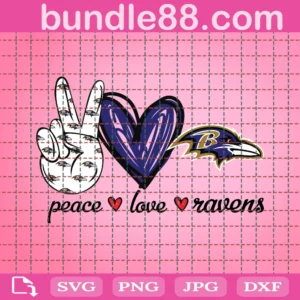 Peace Love Ravens Svg