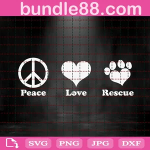 Peace Love Rescure Svg
