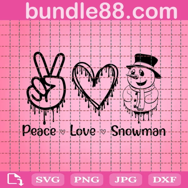 Peace Love Snowman Svg