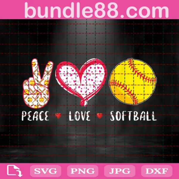 Peace Love Softball - Instant Digital Download - Svg