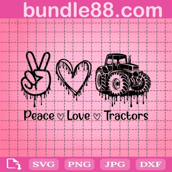 Peace Love Tractor Svg