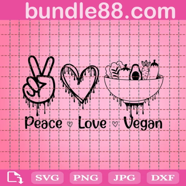 Peace Love Vegan Svg