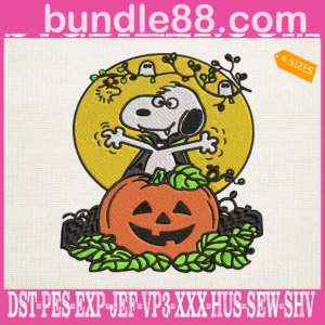 Peanuts Snoopy With Halloween Embroidery Files