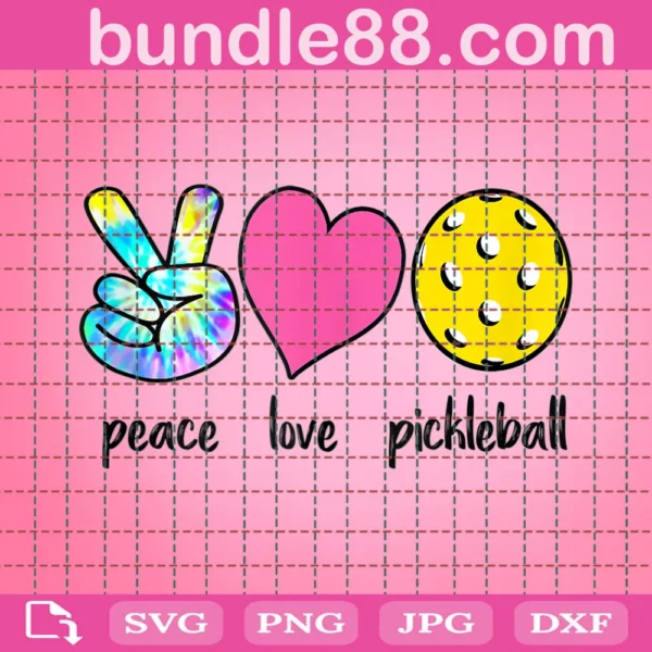 Pickleball Svg, Peace Love And Pickleball Svg