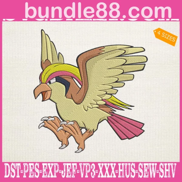 Pidgeot Pokemon Embroidery Design