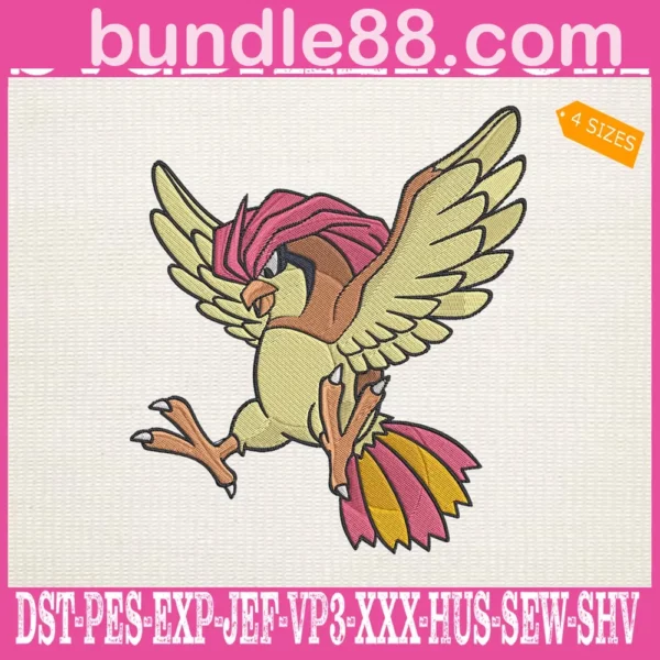 Pidgeotto Pokemon Embroidery Design