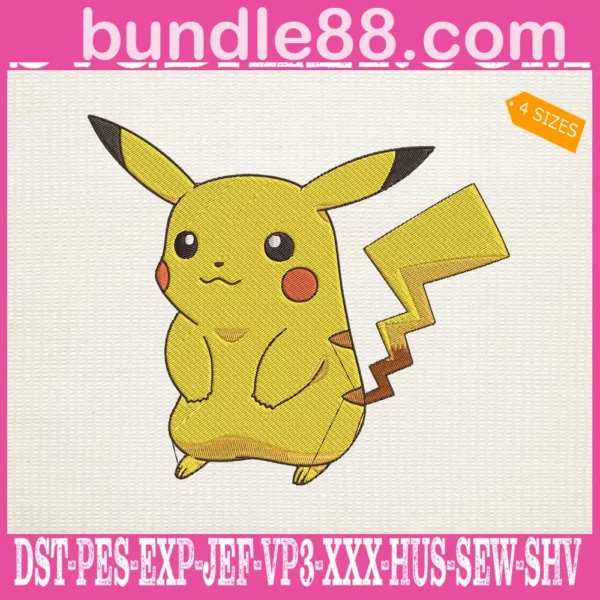 Pikachu Pokemon Embroidery Design