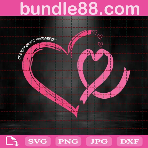 Pink Heart Ribbon Svg