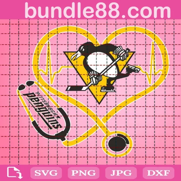 Pittsburgh Penguins Heart Stethoscope Svg