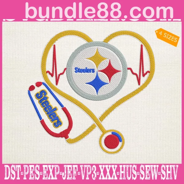 Pittsburgh Steelers Heart Stethoscope Embroidery Files