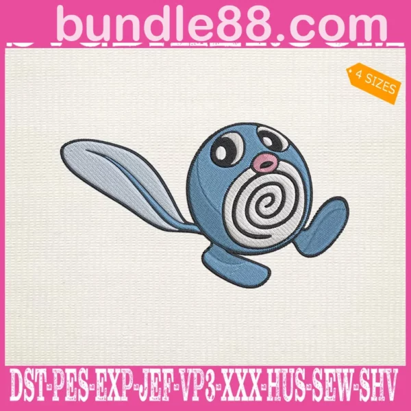 Poliwag Pokemon Embroidery Design