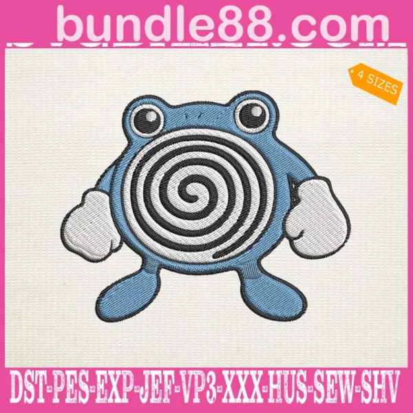 Poliwhirl Pokemon Embroidery Design